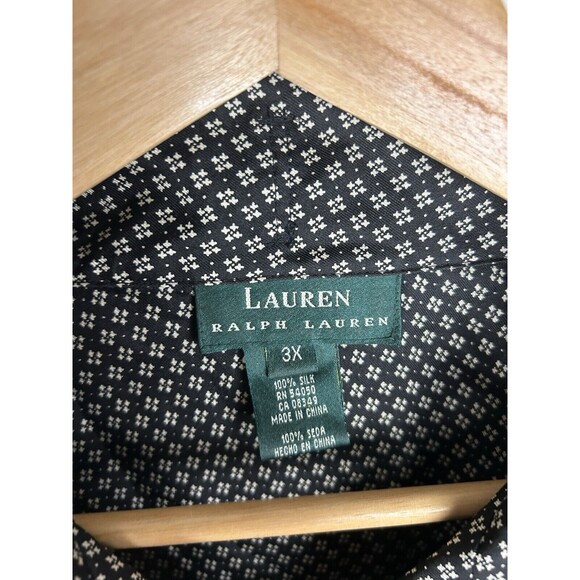 Lauren Ralph Lauren 3X Pure Silk Button Up Shirt Blouse Micro Floral Long Sleeve - Picture 2 of 3